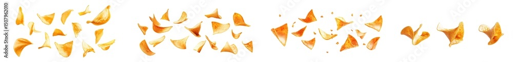 Poster set of fragmented pieces of a light-orange material isolated on transparent background