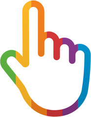 Obraz premium Pride Month Click Icon with Hand Cursor Icon Rainbow LGBTQ Icon