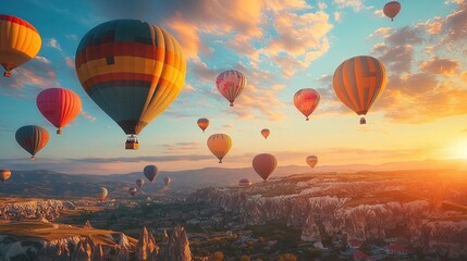 Fototapeta premium Hot Air Balloon Floating Scenes 