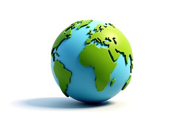 Obraz premium World globe showing continents isolated on white background, a conceptual model