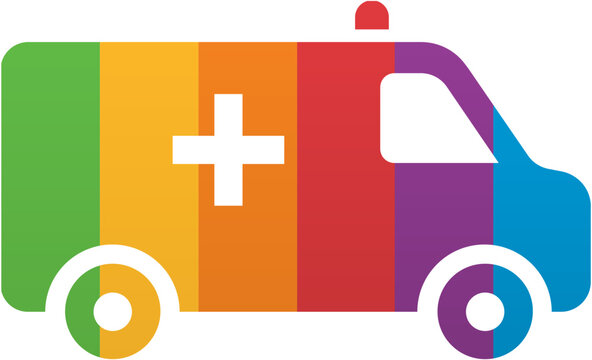 Pride Month Ambulance Icon Rainbow LGBTQ Icon