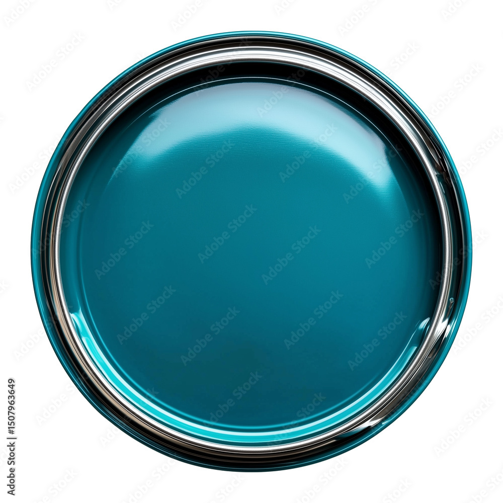 Aufkleber matte teal oil drum top view circular metal container glossy finish isolated on transparency backgro