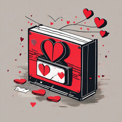 Duotone Valentines Day Art on VHS Transfer �C Romantic Retro Style