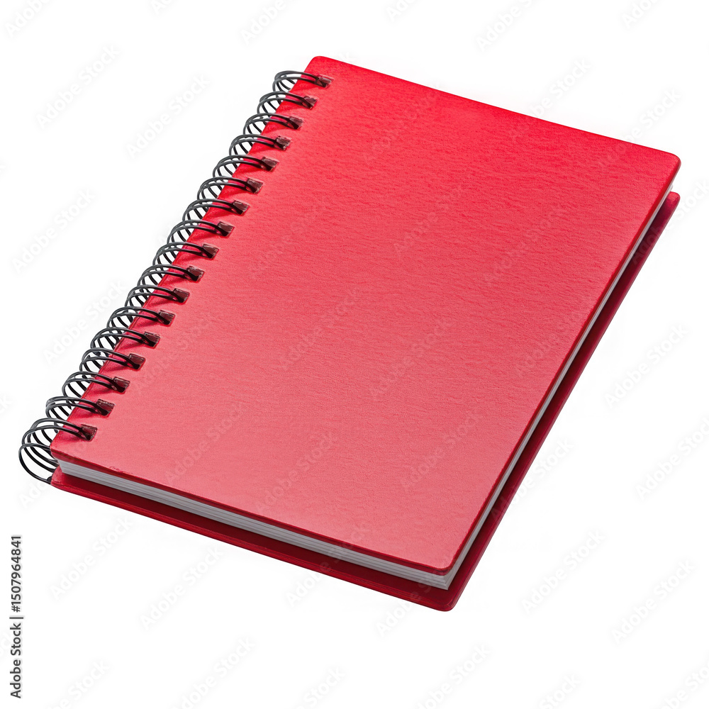 Poster red spiral notebook isolated on transparent background