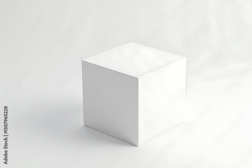 Poster white cube isolated on white background in a minimalist and clean style