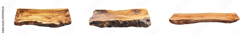 Aufkleber set of slabs of natural wood with unique grain patterns. isolated on transparent background