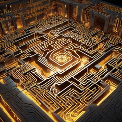 Futuristic Nano-Tech Labyrinth in Global Illumination Style �C RAW Capture Sci-Fi Art