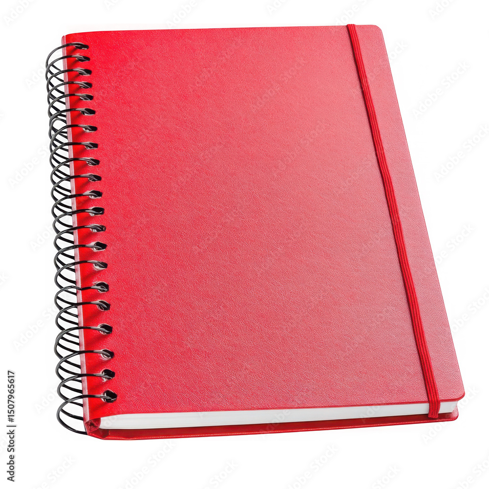 Poster red spiral notebook isolated on transparent background