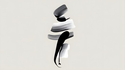 Minimalist abstract brushstroke in vertical composition