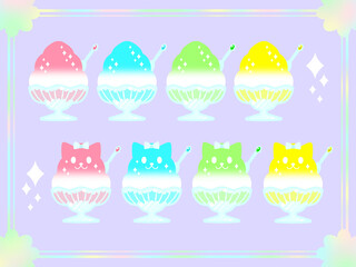 かき氷ノーマル＆ネコ（背景あり）