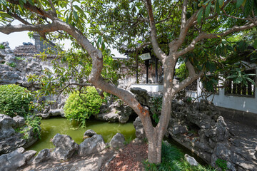Chinese traditional architecture and rockery view of ancient Geyuan Garden, China