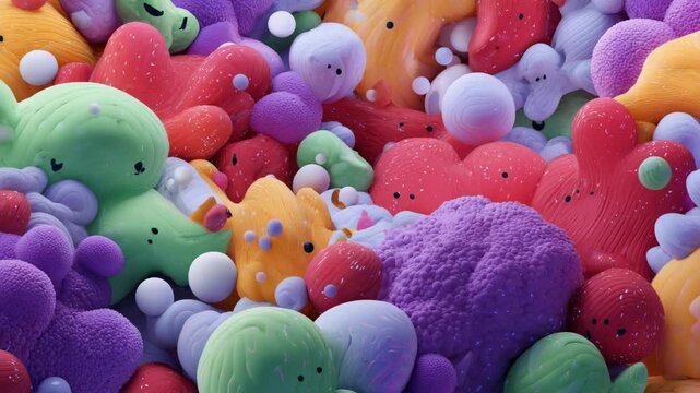 random computer rendered assets and textures moving in abstract ways and patterns, 3d generations, technology innovation
