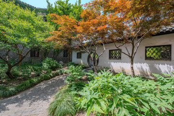 Chinese traditional architecture and rockery view of ancient Geyuan Garden, China
