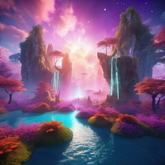 Surreal Dreamscape in Tilt Perspective 3D Render Style
