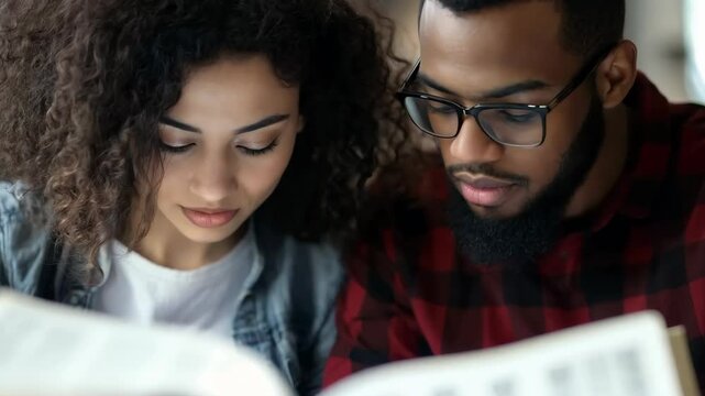 Group of christian reading bible.