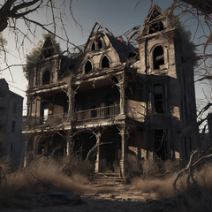 Gothic Deserted Ghost Town with Glassblowing Art �C Dark Fantasy Landscape