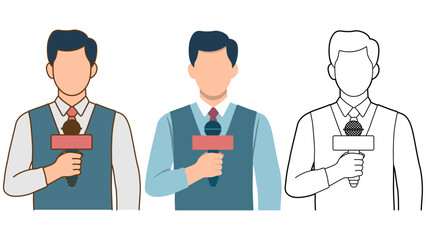 Male Journalist Avatar Illustration.