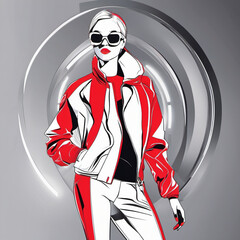 Futuristic Fashion Design with Rim Lighting Vector Illustration