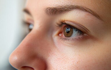 Close-up of a woman's eyes and nose