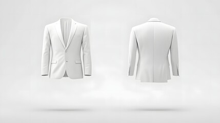 Elegant white suit jacket floating in a modern studio providing versatile design options