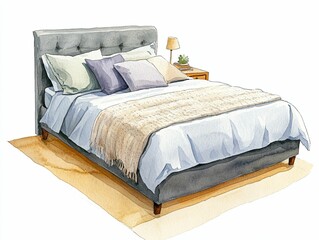 Cozy and Inviting Bedroom with Soft Bedding and Wooden Furniture