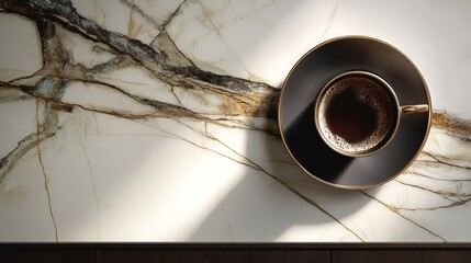 A coffee cup on a bright surface, simplicity and warmth in minimalism	