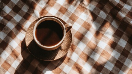 A coffee cup on a bright surface, simplicity and warmth in minimalism	