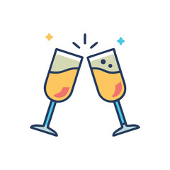 Two Champagne Glasses Clinking in a Toast