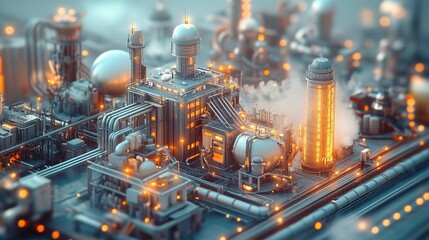 A futuristic recycling plant converting trash into clean energy 