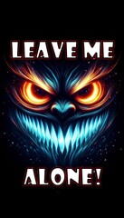 Intense Monster Face with Glowing Eyes and Spooky Text