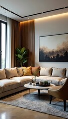 Modern living room, sleek furniture, stylish decor, architecture, decor