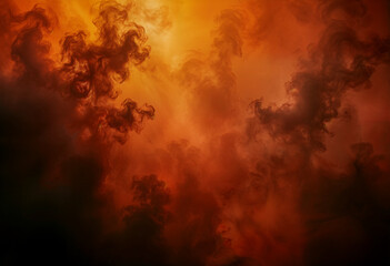Naklejka premium AI generated background from orange smoke. Halloween background