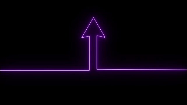 Animation of glowing neon up arrow icon , Raising Arrow icon , neon sign .Increasing arrow sign .