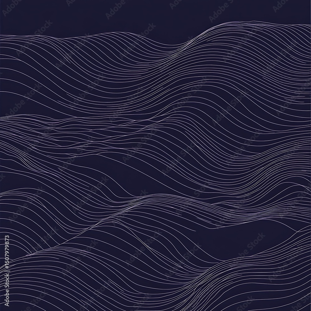 Poster abstract design with wavy lines on a dark background.