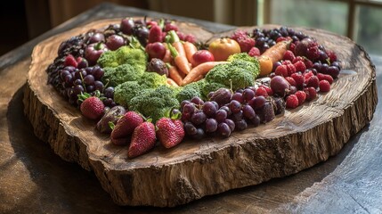 Assortment of healthy foods arranged in a heart shape, symbolizing love for nutritious eating and wellness.