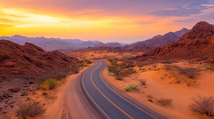 The winding road leads into the distance