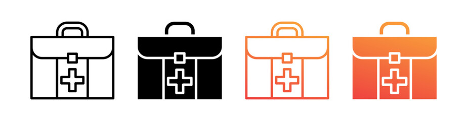 Fototapeta premium First Aid Kit Multi Style Icon Set Vector 