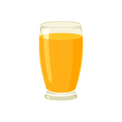 Fresh orange juice in glass isolated on white background. Vector cartoon flat illustration.