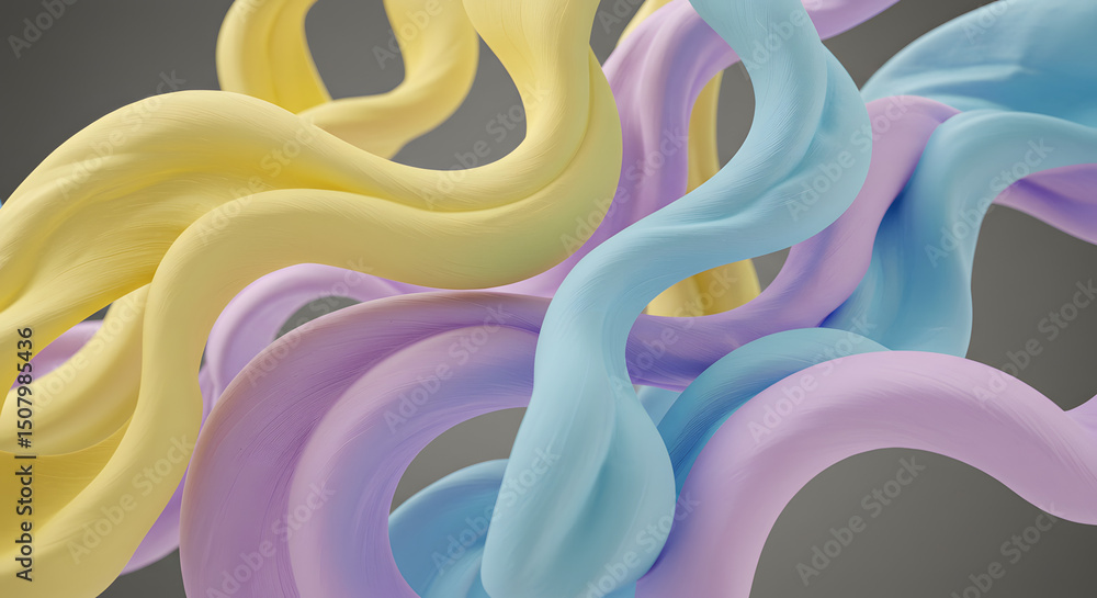 Poster pastel colored swirls abstract background | smooth flowing shapes for creative design and modern art