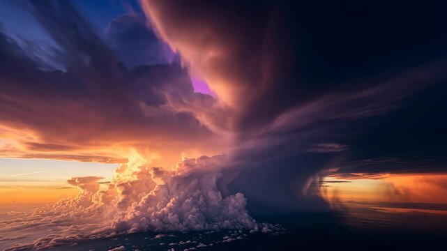 Time-lapse of dramatic storm clouds forming in the sky, captured in vivid 4K. Perfect for weather, nature, atmosphere, and dramatic sky themes.