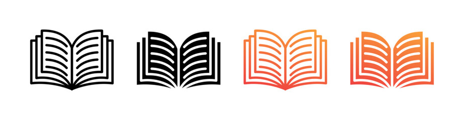 Book Multi Style Icon Set Vector 