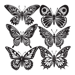 A set of Butterfly vector art isolated