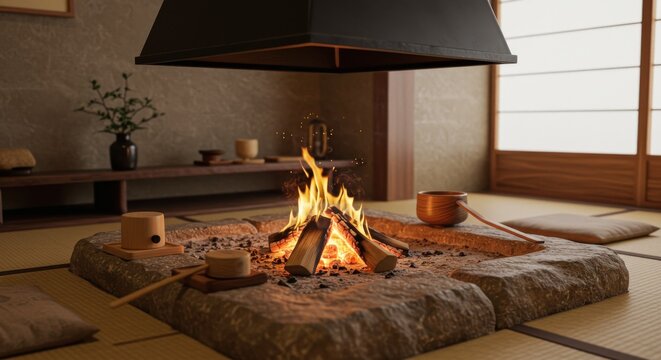 囲炉裏 2025.11.1 食後は囲炉裏端で団らんしました。