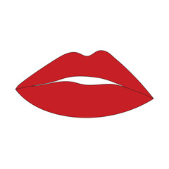 Beautiful woman lips with lipstick isolated on white background.
