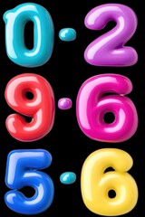 Colorful numbers in a bubbly font