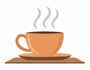 Obraz premium Warm Coffee Cup Vector Icon Steaming Mug on Desk Illustration