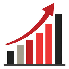 Rising financial bar graph illustrating business growth and market success on a white background