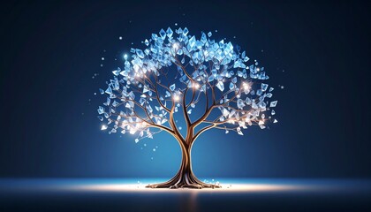Glowing Crystal Tree Digital Art of Nature's Mystical Beauty