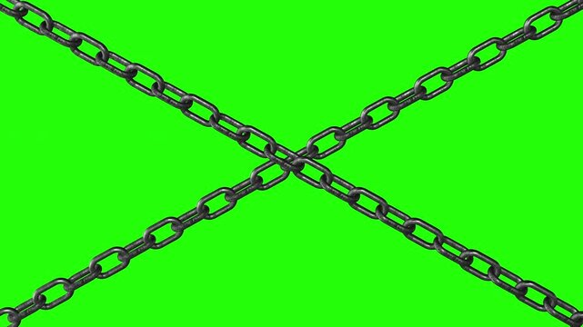 Animation of Chains Crossing on green screen.