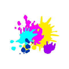 vibrant paint splatters cartoon vector illustration
